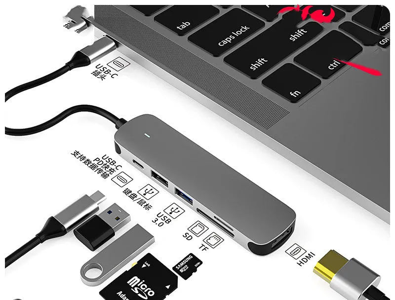 Multi-function USB-C hub docking station 10in1 with HDMI ports and external power supply