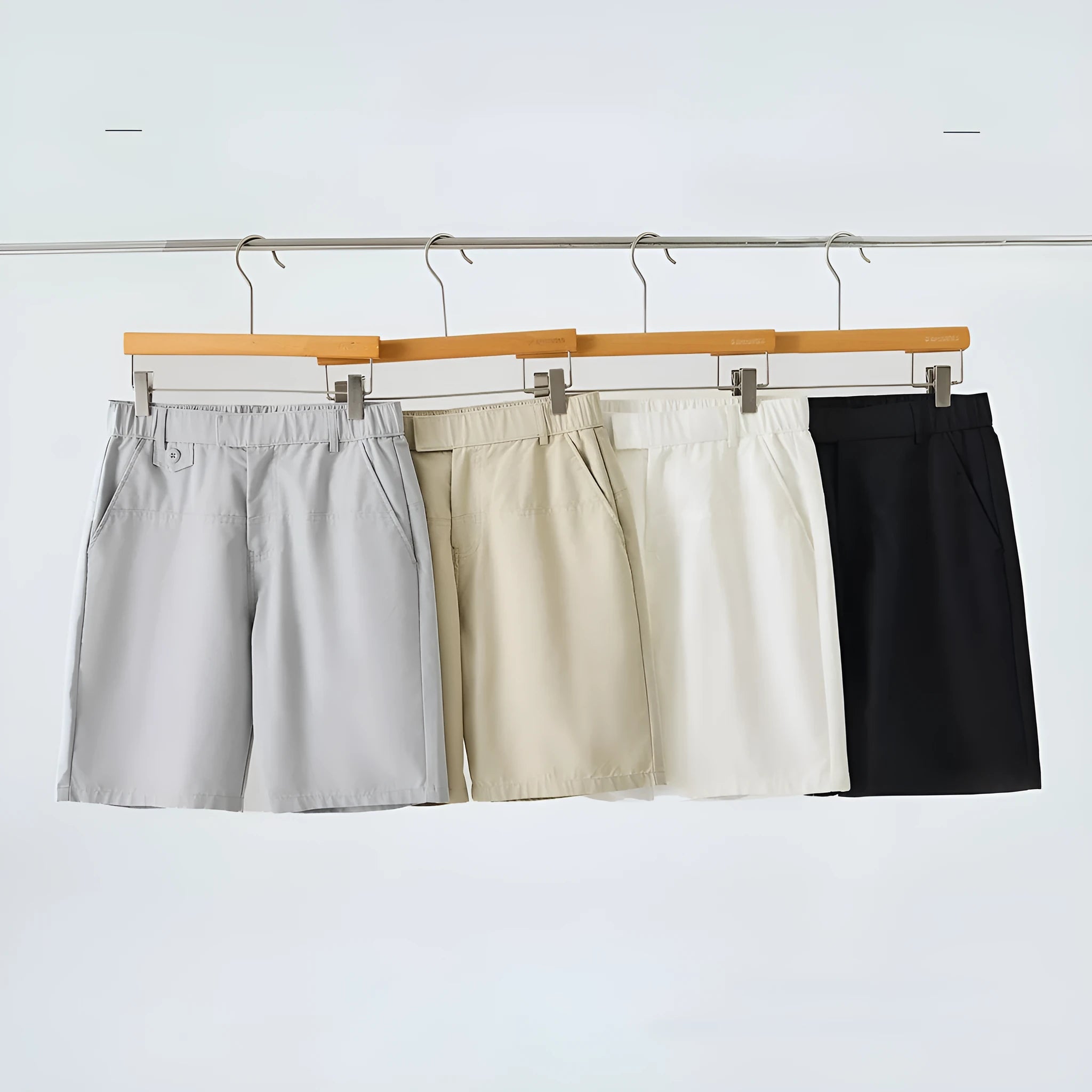 Men's light blue cotton blend casual shorts with loose-fitting summer design