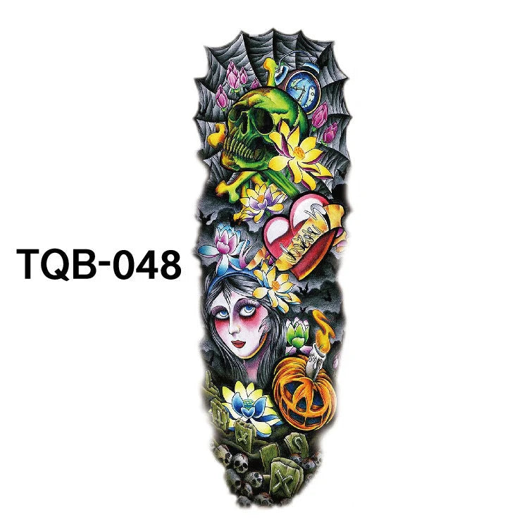 Waterproof full arm tattoo sticker with vibrant designs for temporary body art