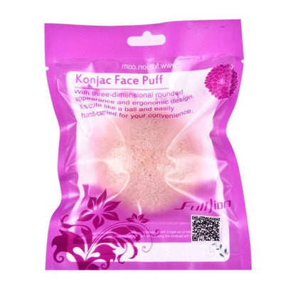 Natural Round Konjac Sponge for gentle face cleansing, suitable for all skin types