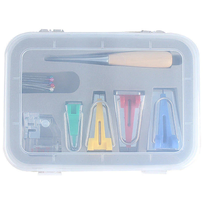 Versatile sewing accessories kit with adjustable presser feet, awl, and beads for DIY projects