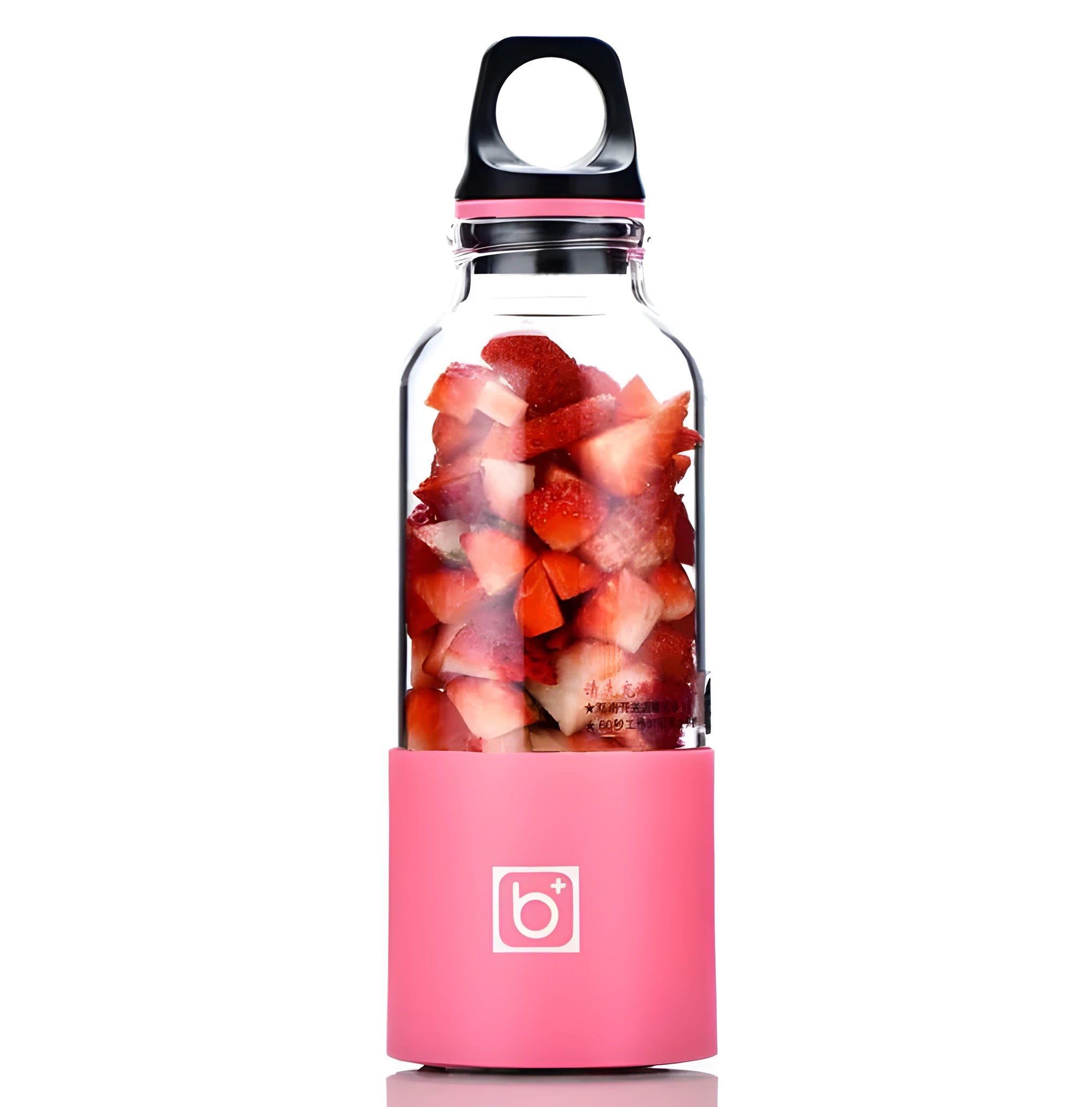 Bingo portable mini juicer 500ml USB charging blending cup in pink with food grade silicone seal