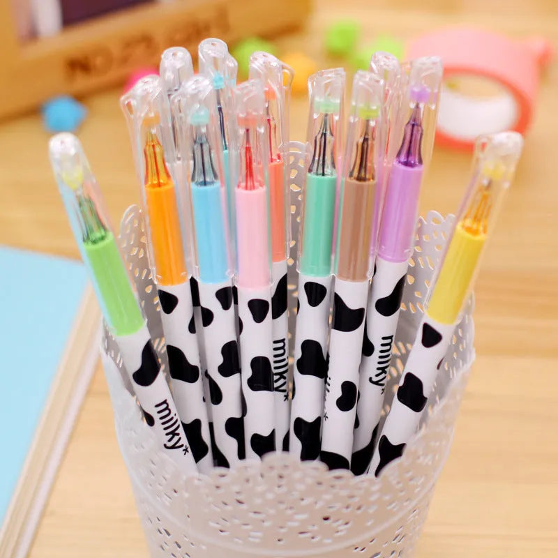 Box of 12 assorted cow colour gel pens with 0.38mm fine tips.