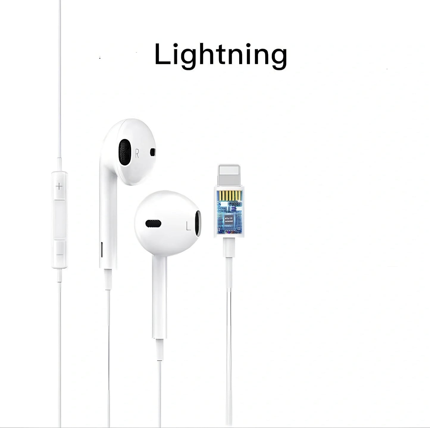 Automatic pop-up Bluetooth headset with lightning plug and in-ear design for wireless audio