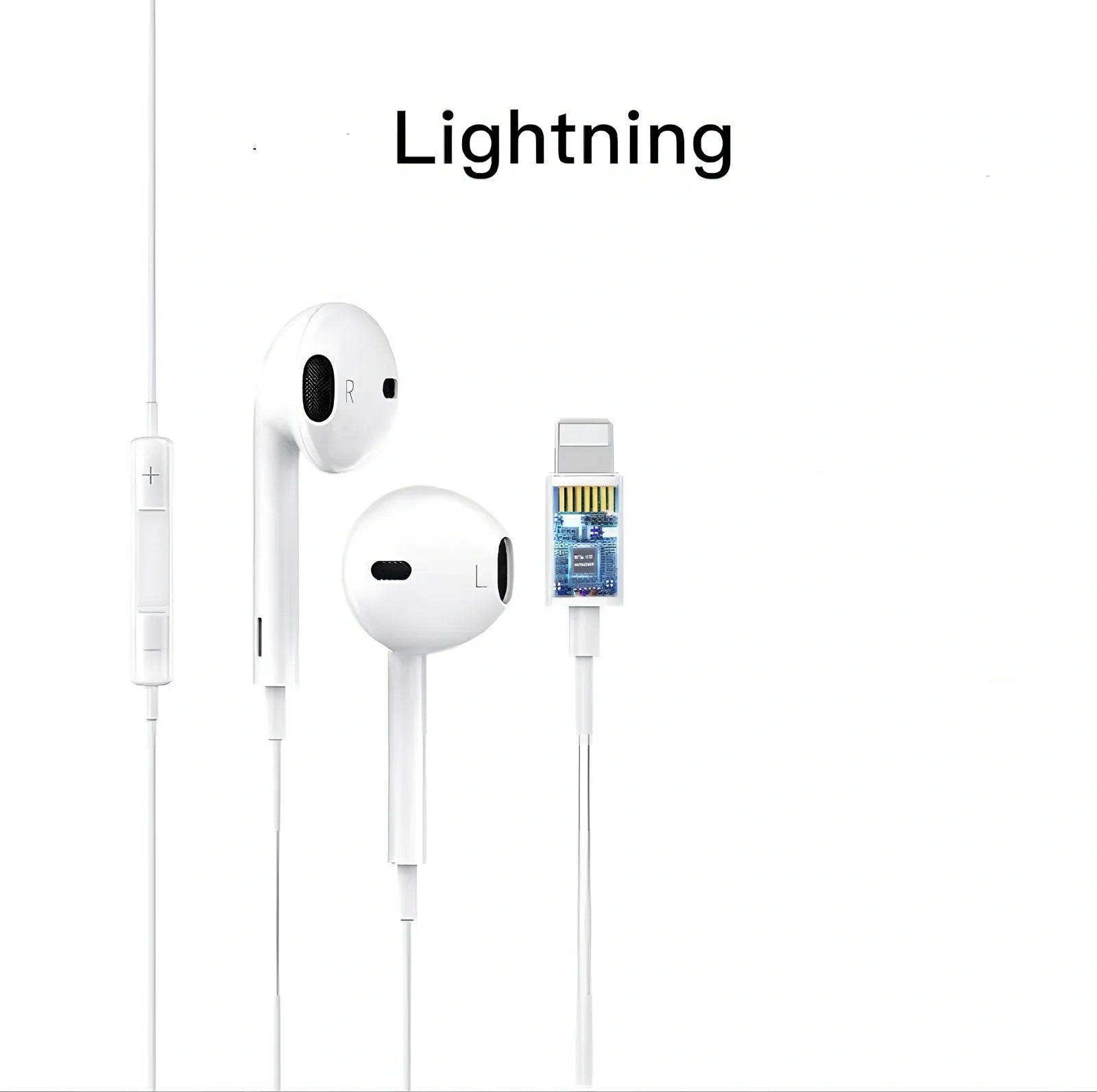 Automatic pop-up Bluetooth headset with lightning plug and in-ear design for wireless audio