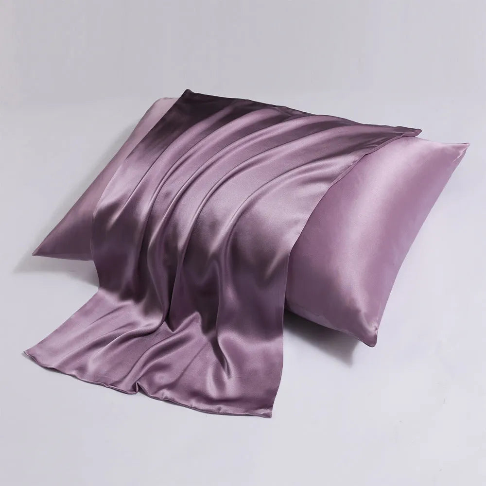 Zipper silk double-sided pillowcase in light champagne colour showing concealed zipper and mulberry silk texture