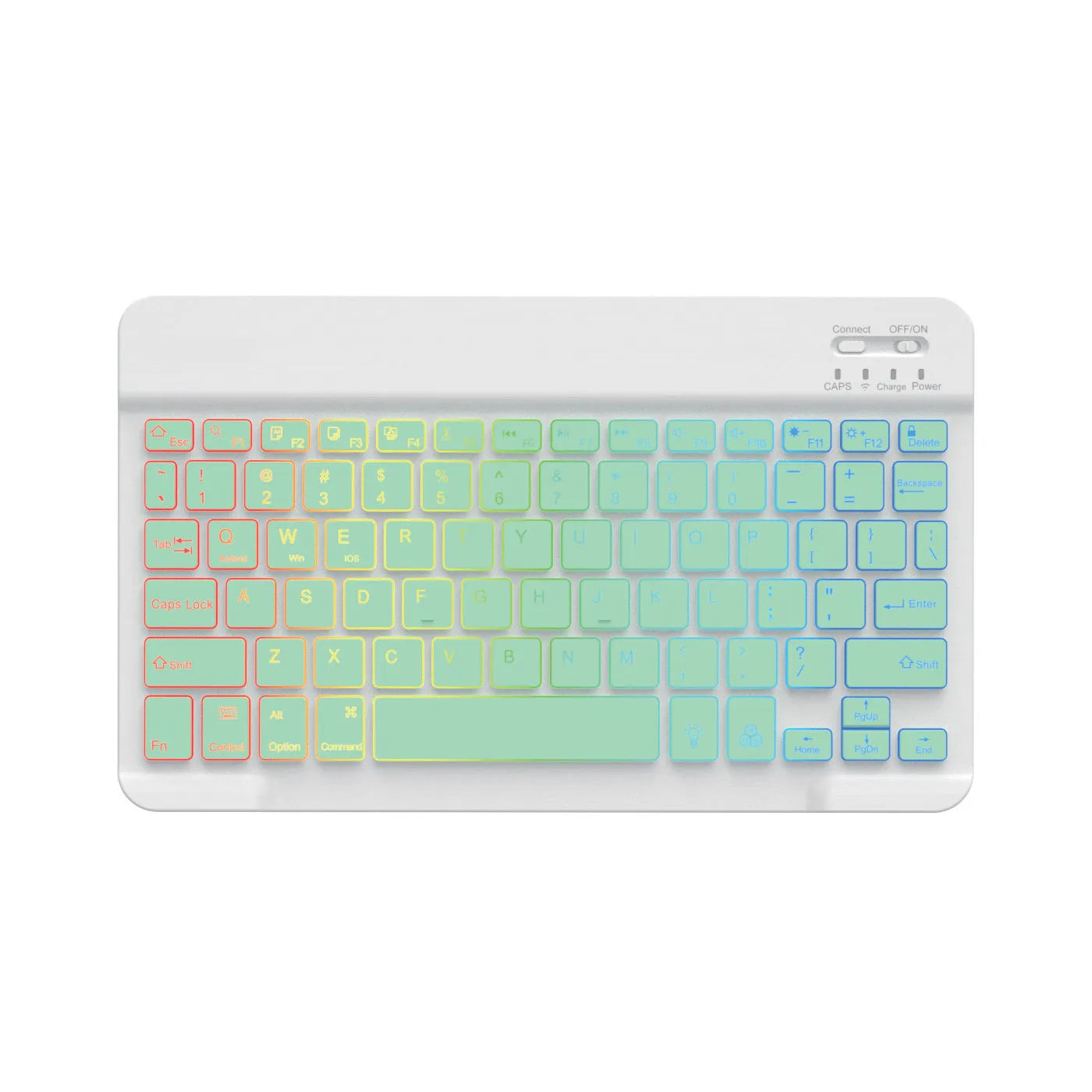 10-inch wireless Bluetooth keyboard with colourful backlit keys for mobile phones and tablets