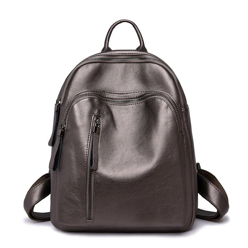 Stylish PU backpack in black, red, and blue colours with a sleek, square silhouette and multiple interior compartments