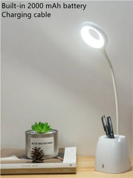 Touch switch LED charging small table lamp in black with ABS ring material, 18cm diameter and 20cm height