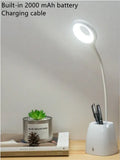 Touch switch LED charging small table lamp in black with ABS ring material, 18cm diameter and 20cm height