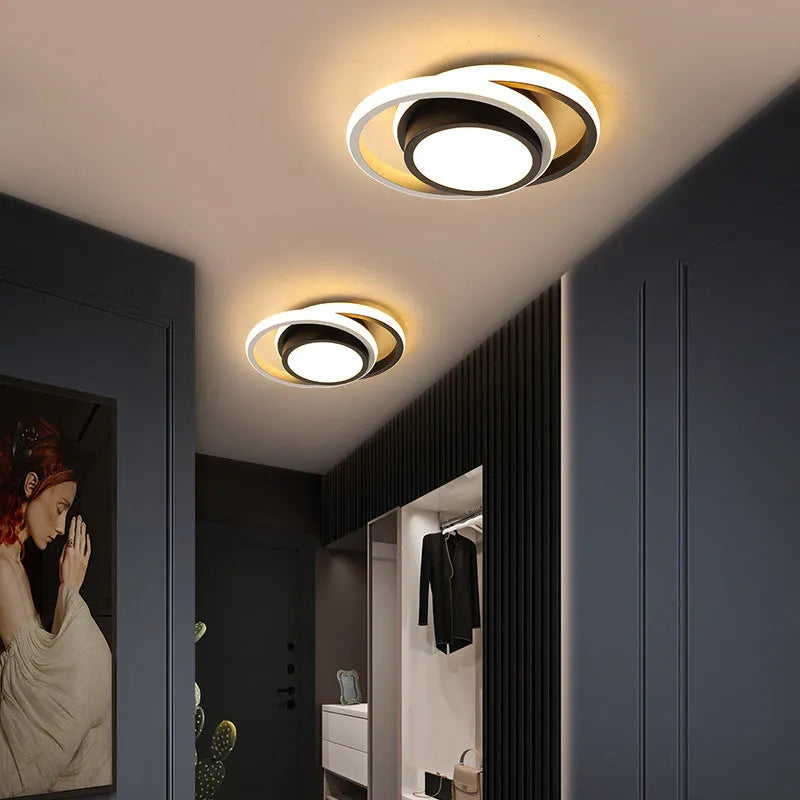 Modern Nordic geometric aluminium LED ceiling light in round and square shapes