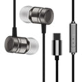 Black, gold, pink, and silver in-ear headphones with TPE cable