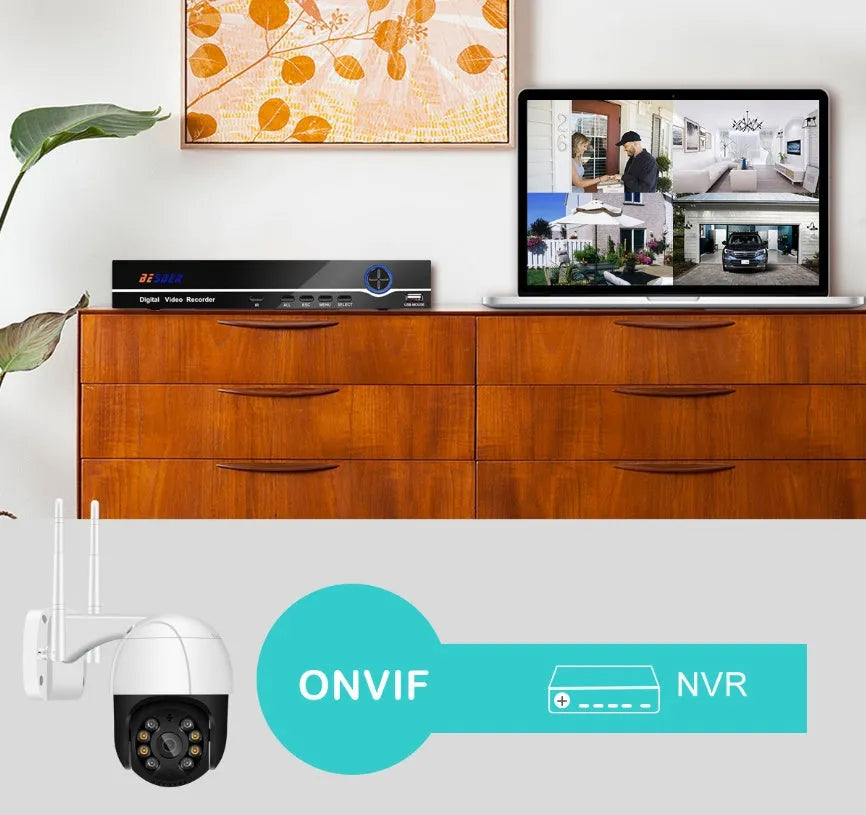 PTZ WiFi surveillance camera with dual antennas, 270° rotation, and night vision for indoor and outdoor use