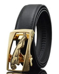 Men's automatic buckle leather belt in first layer cowhide with 3.5cm width