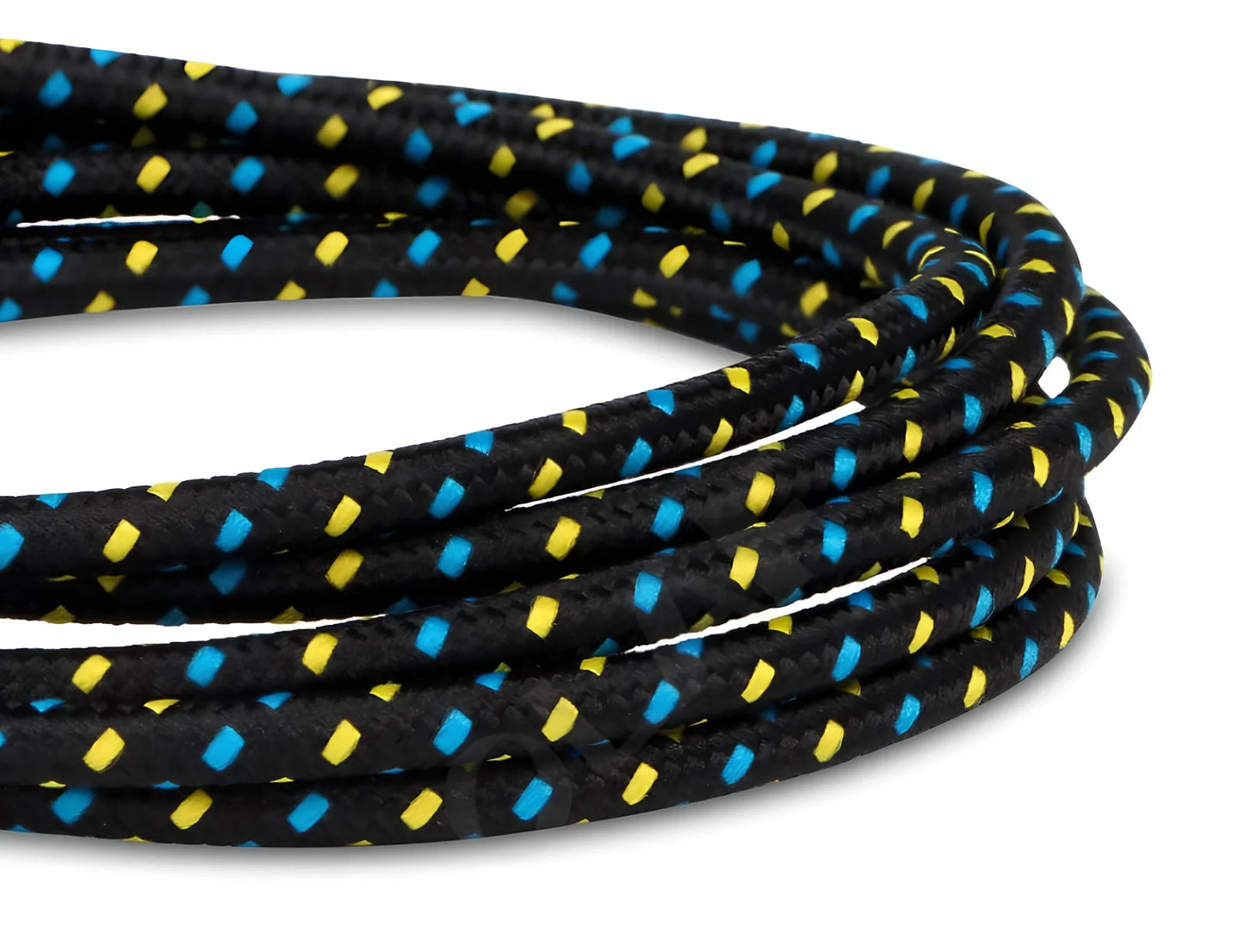 Woven nylon cloth data cable in multiple colours showing Android micro and USB-C connector options