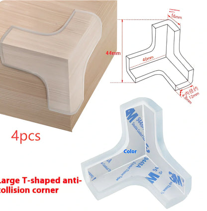 L-shaped baby silicone protective pad in soft PVC with 3M glue for table corner safety, thickened 2cm padding
