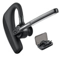 Black wireless Bluetooth headset with true wireless stereo technology and noise cancellation features
