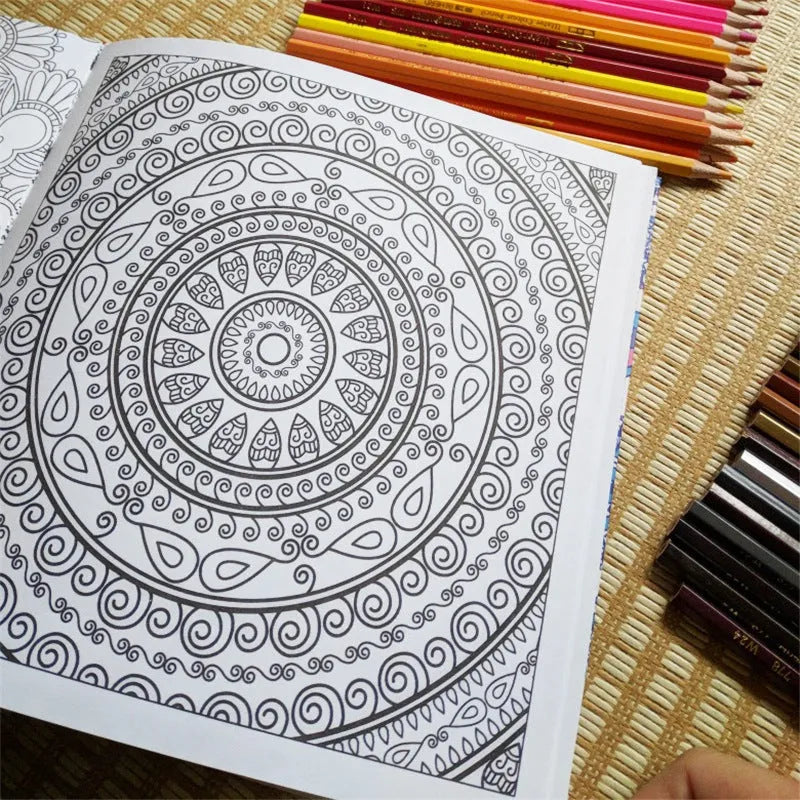 Mandala colouring book 21x21cm 128 pages soft cover with intricate patterns