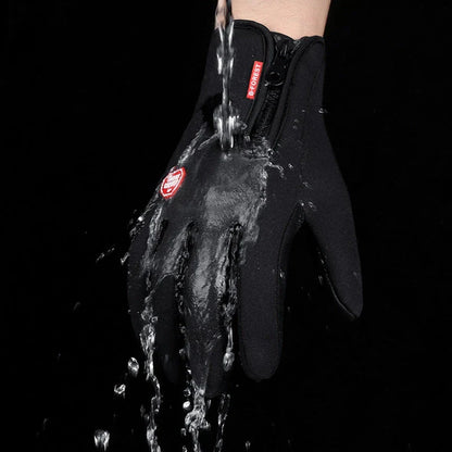 Premium touchscreen motorcycle gloves with polar fleece lining and textured grip for warmth and control