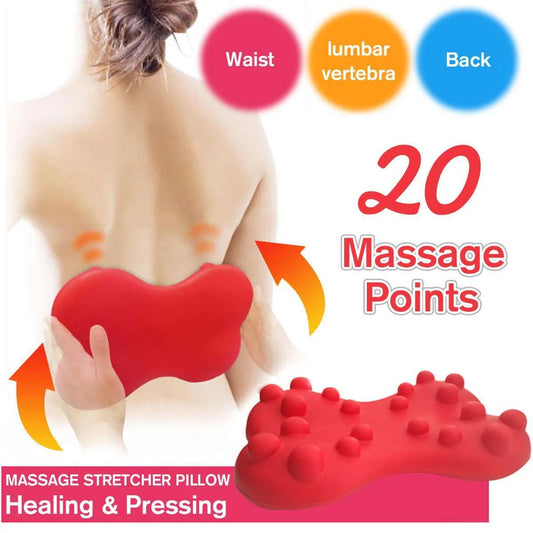 Relax Back Massager Pillow for spine pain relief, red polyurethane, 330x240x70mm