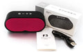 F3 model Bluetooth wireless speaker with subwoofer in plastic housing, shown in grey, red, black or blue.