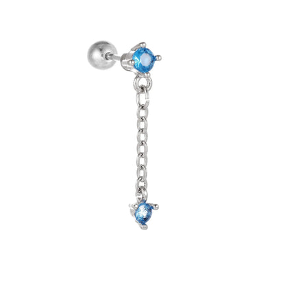 Star and moon cubic zirconia stainless steel cartilage earring in gold and white K options
