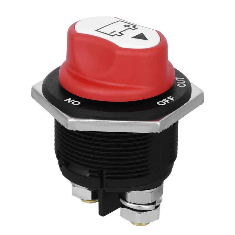 Car yacht RV battery switch with detachable red knob, 50A 100A 200A ratings, plastic body