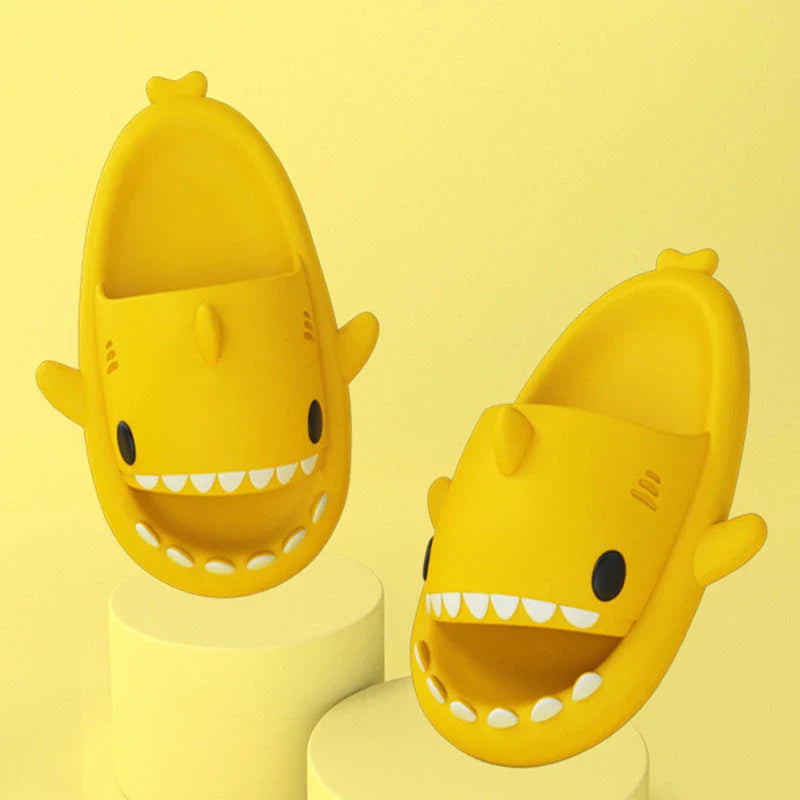 Cozy Shark Slippers with cartoon shark design, waterproof and anti-slip sole, and premium EVA material for comfort