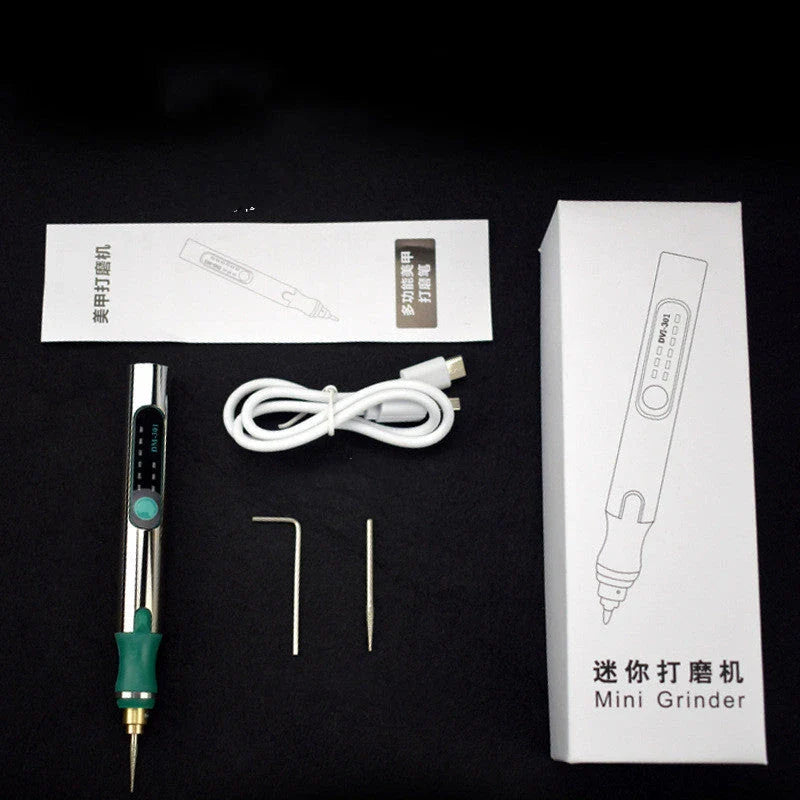 Adjustable speed electric engraving pen with rechargeable battery and multiple accessories