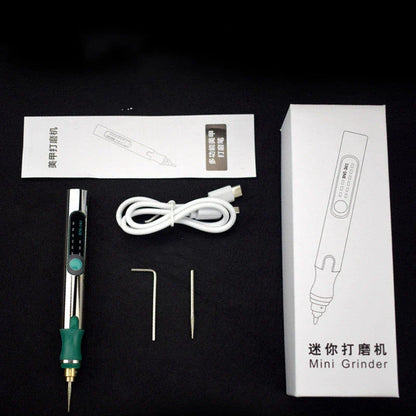 Adjustable speed electric engraving pen with rechargeable battery and multiple accessories