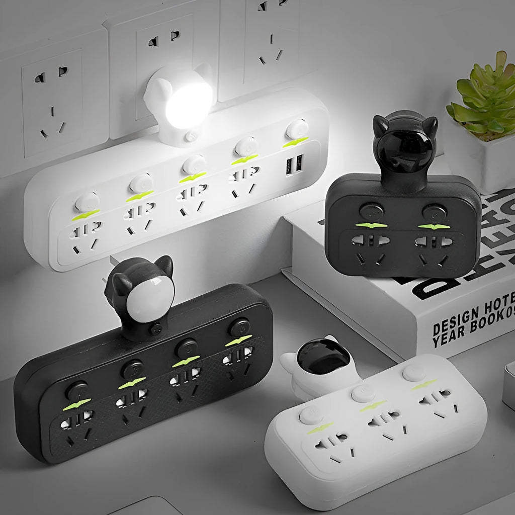 Smart socket with anti-leakage plug in lighted black for home office use