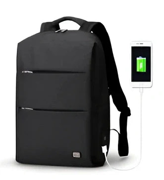 Black business anti-theft computer bag with 20-35L capacity and internal laptop pocket