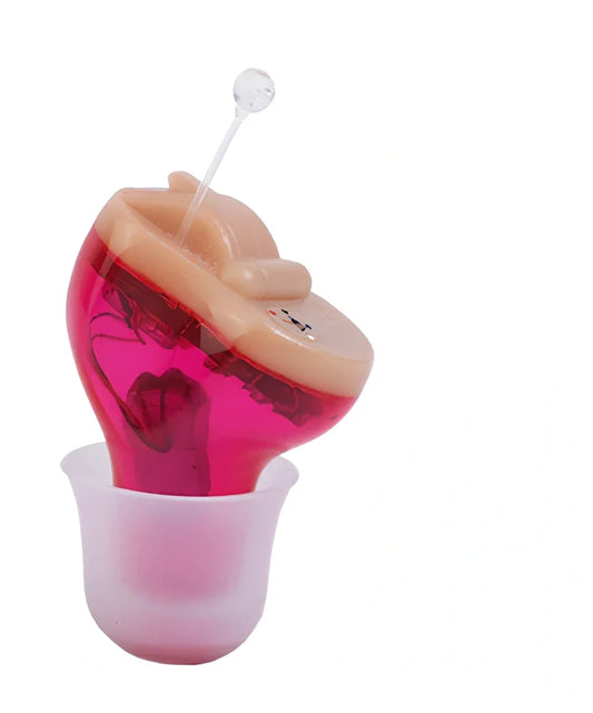 Black left ear ABS hearing aid, 3cm compact design with 15dB noise reduction for clear audio