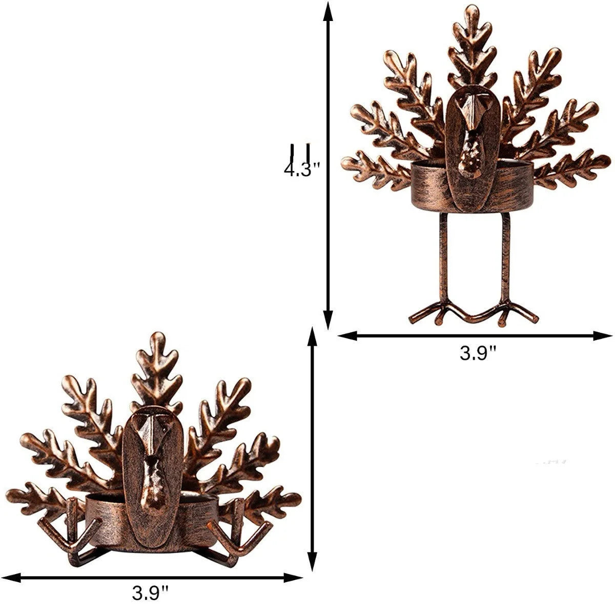 Retro iron turkey candlestick for festive decor with tea light holder