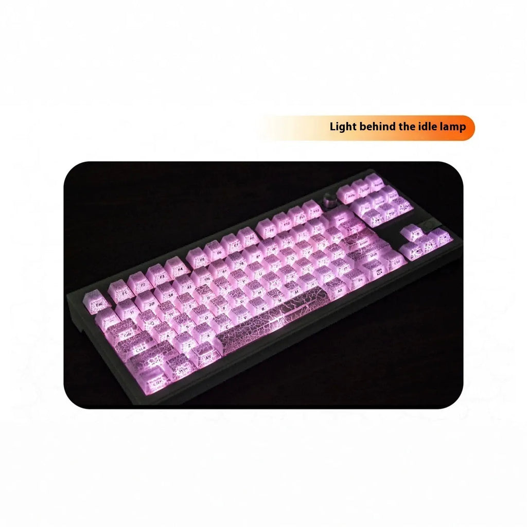 White fission side carving transparent PC replacement keycap for mechanical keyboards.
