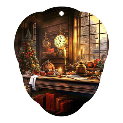 A charming acrylic car-shaped ornament with vibrant colors and a reflective finish, perfect for Christmas decor.