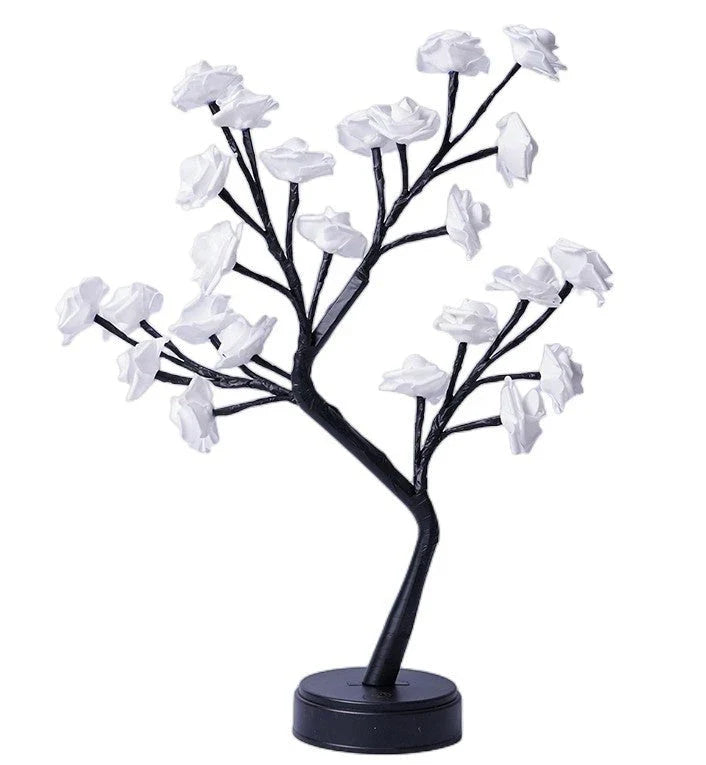 Elegant USB-powered flower lamp with detailed 3D rose design, providing warm, ambient lighting for any room