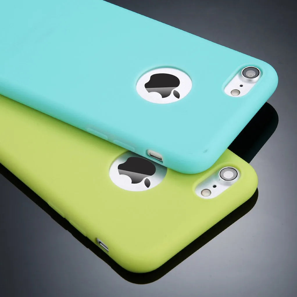 Soft silicon TPU phone case in a candy colour for a compatible Apple iPhone model.