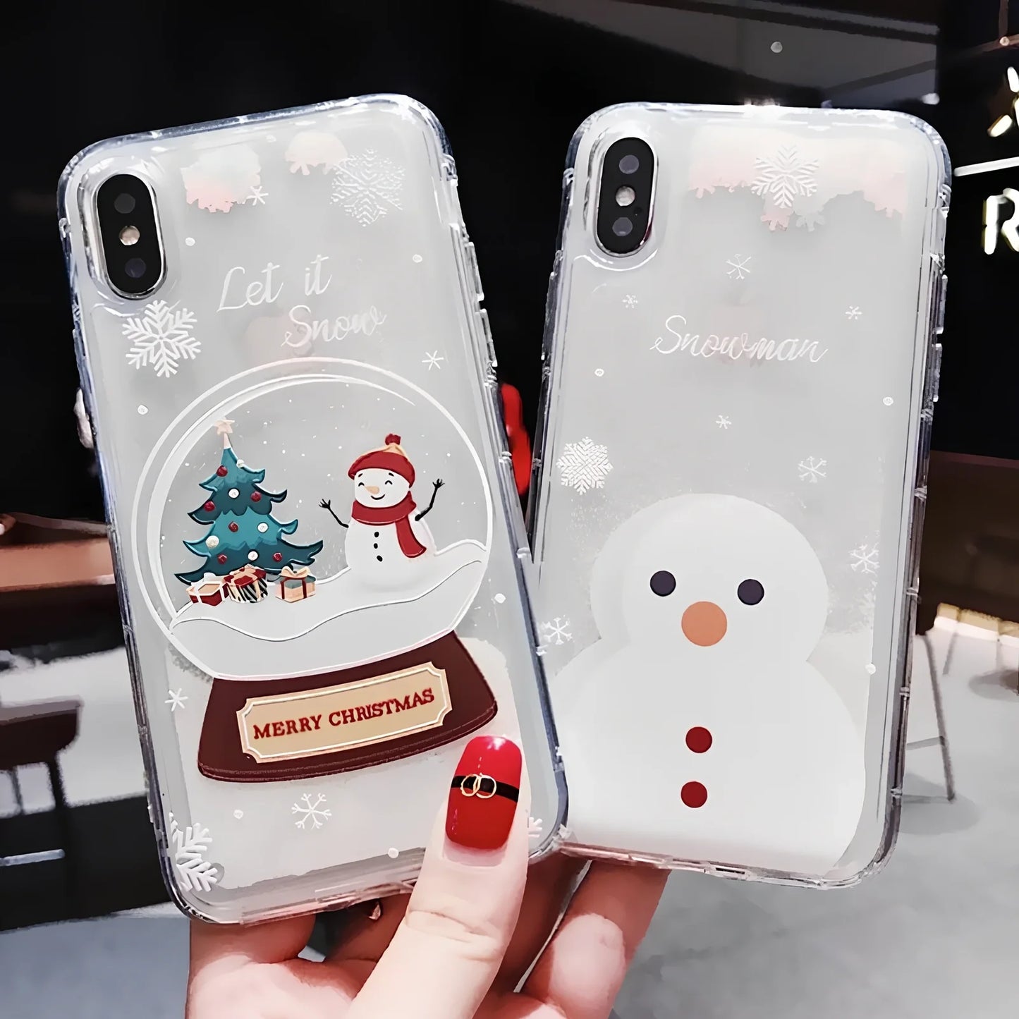 TPU iPhone case with snowflake and sand Christmas pattern, anti-fall design for Apple models 6-11