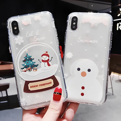 TPU iPhone case with snowflake and sand Christmas pattern, anti-fall design for Apple models 6-11