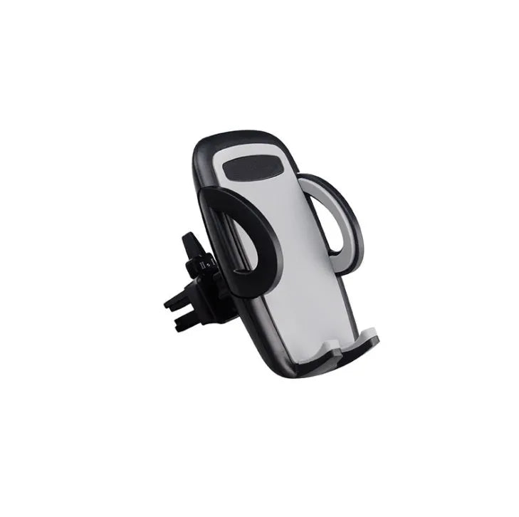 Black universal car air vent mobile phone holder with adjustable plastic clip mount