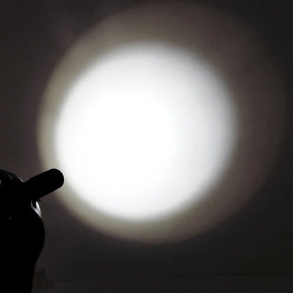 Black aluminum LED flashlight with waterproof features