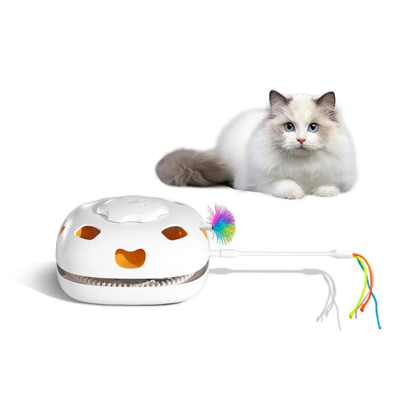 Automatic self-play cat toy teaser with laser pointer in picture colour