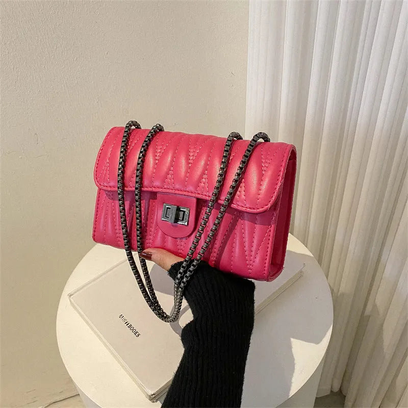 Women's retro textured diamond pattern PU leather small crossbody bag in beige colour.