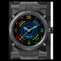 Smart watch with zinc alloy case and silicone band in midnight black, showing voice call and health monitoring features