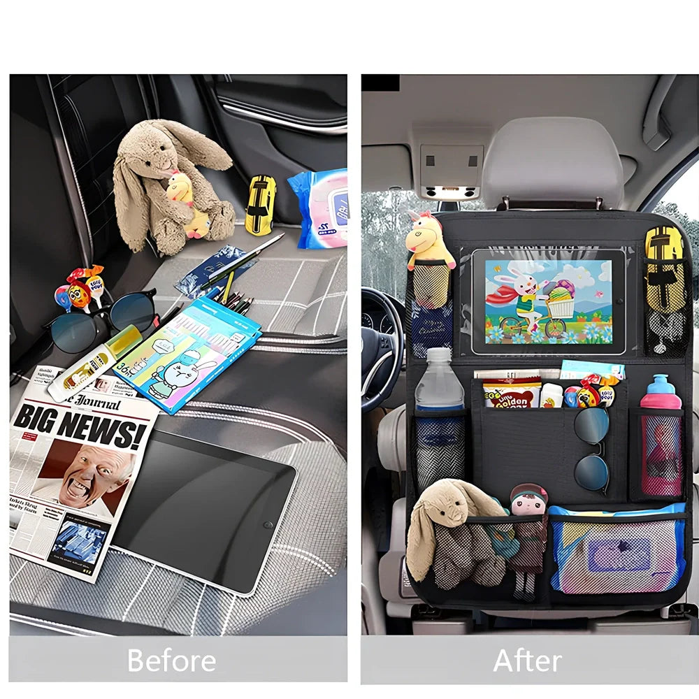 Black waterproof car storage bag measuring 61cm by 41cm with Oxford fabric construction