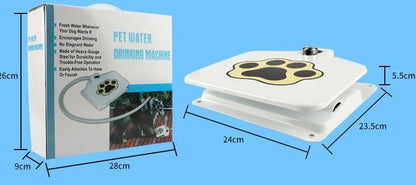 Outdoor dog water fountain with paw pad activation in durable steel construction