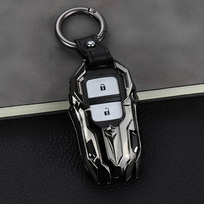 Black zinc alloy car key cover, 6 cm long, protecting fob from fading with signal-safe design