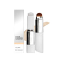 Pressed foundation stick with 13g of product in compact case showing colour options