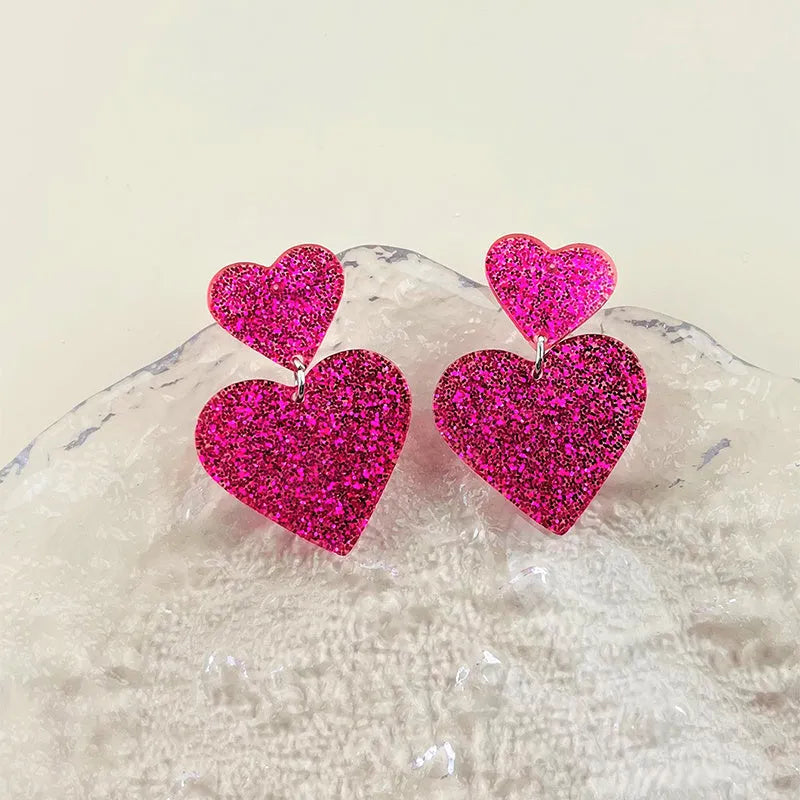 Acrylic love earrings for women, geometry design, Valentine's Day personalised jewellery, one pair